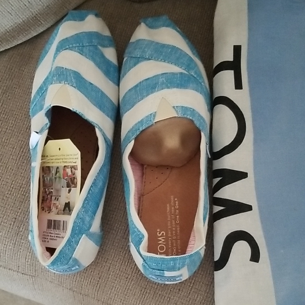 TOMS Women's Espadrilles in Blue and White